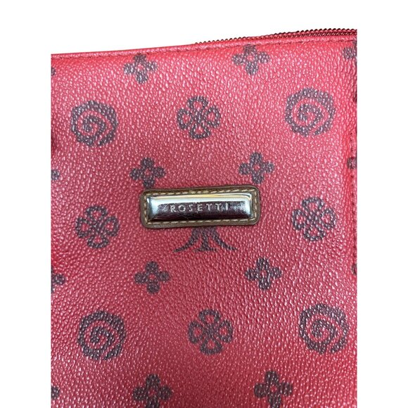 Rosetti Red & Brown Patterned Vinyl Tote With Dual Handles Zipper Closure & Inte - Picture 2 of 7